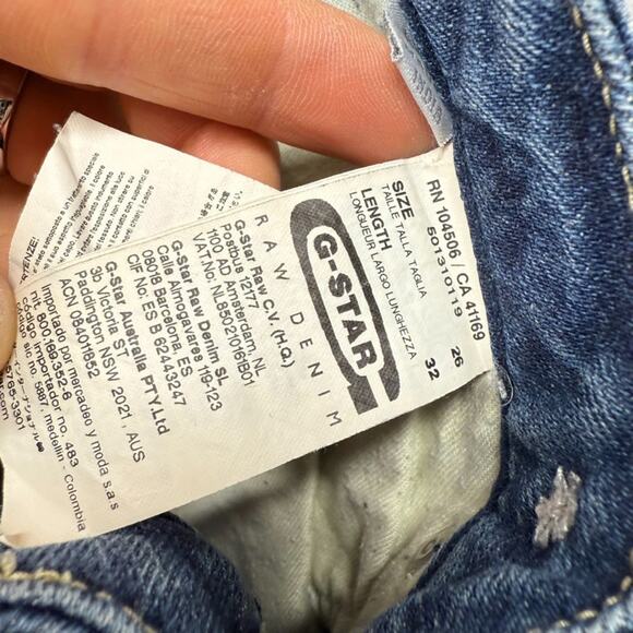 G Star Raw Jeans Womens 26x32 Fits 30x27 Blue Arc 3D Tapered Braces Whisker Dark - Picture 5 of 9